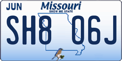 MO license plate SH8O6J