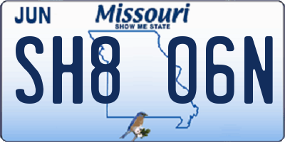 MO license plate SH8O6N