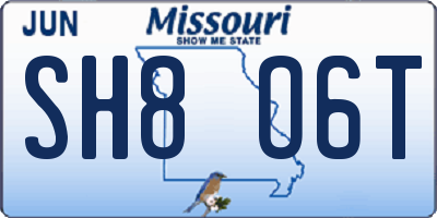 MO license plate SH8O6T
