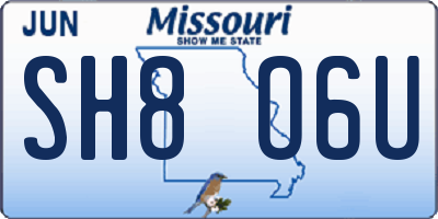 MO license plate SH8O6U