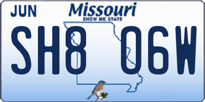MO license plate SH8O6W