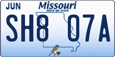 MO license plate SH8O7A