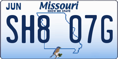 MO license plate SH8O7G