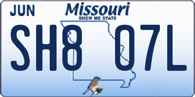 MO license plate SH8O7L