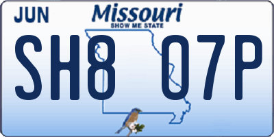MO license plate SH8O7P