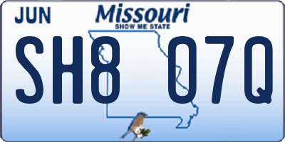 MO license plate SH8O7Q