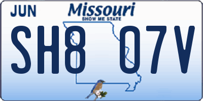 MO license plate SH8O7V