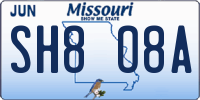 MO license plate SH8O8A