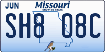 MO license plate SH8O8C