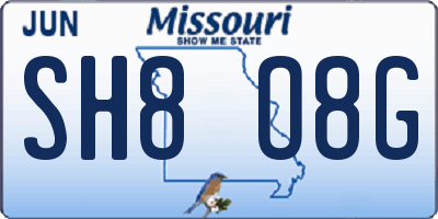 MO license plate SH8O8G