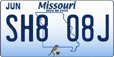 MO license plate SH8O8J