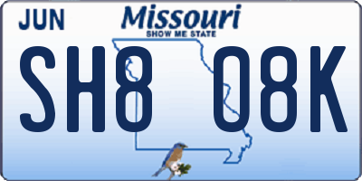 MO license plate SH8O8K