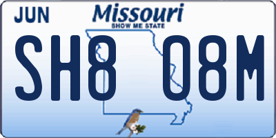 MO license plate SH8O8M