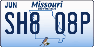 MO license plate SH8O8P