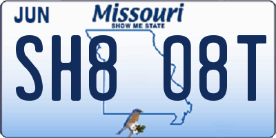 MO license plate SH8O8T