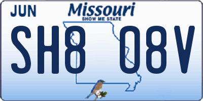 MO license plate SH8O8V