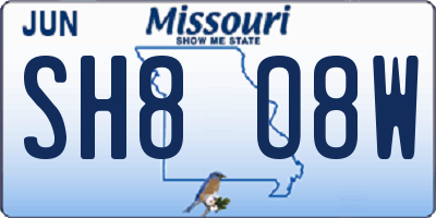 MO license plate SH8O8W