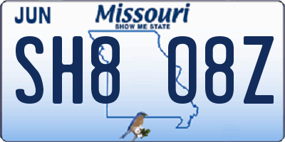 MO license plate SH8O8Z