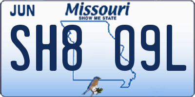 MO license plate SH8O9L