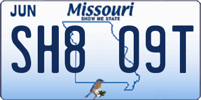 MO license plate SH8O9T
