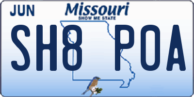 MO license plate SH8P0A