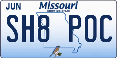 MO license plate SH8P0C