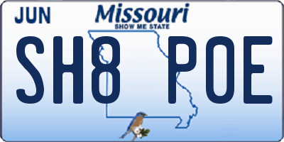 MO license plate SH8P0E