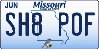 MO license plate SH8P0F