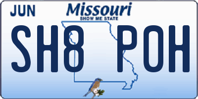 MO license plate SH8P0H
