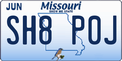 MO license plate SH8P0J
