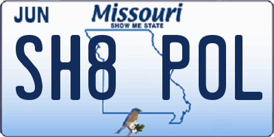 MO license plate SH8P0L
