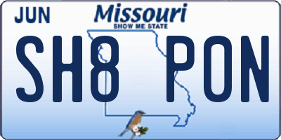 MO license plate SH8P0N