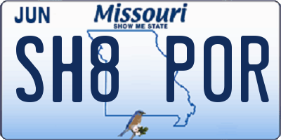 MO license plate SH8P0R