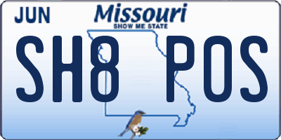 MO license plate SH8P0S