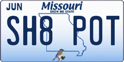 MO license plate SH8P0T