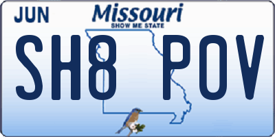 MO license plate SH8P0V