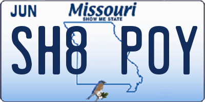 MO license plate SH8P0Y