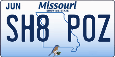 MO license plate SH8P0Z