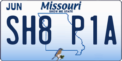 MO license plate SH8P1A