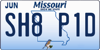 MO license plate SH8P1D