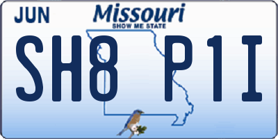 MO license plate SH8P1I