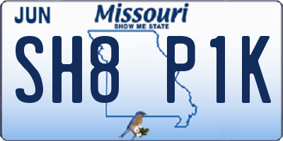 MO license plate SH8P1K