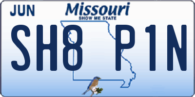 MO license plate SH8P1N