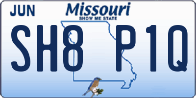 MO license plate SH8P1Q