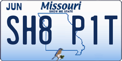MO license plate SH8P1T