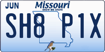 MO license plate SH8P1X
