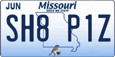 MO license plate SH8P1Z