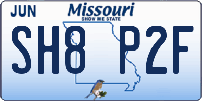MO license plate SH8P2F