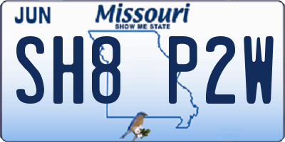 MO license plate SH8P2W
