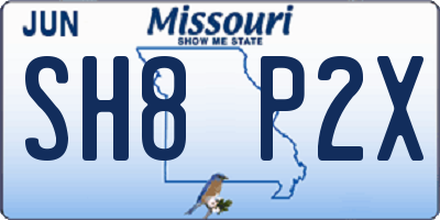 MO license plate SH8P2X